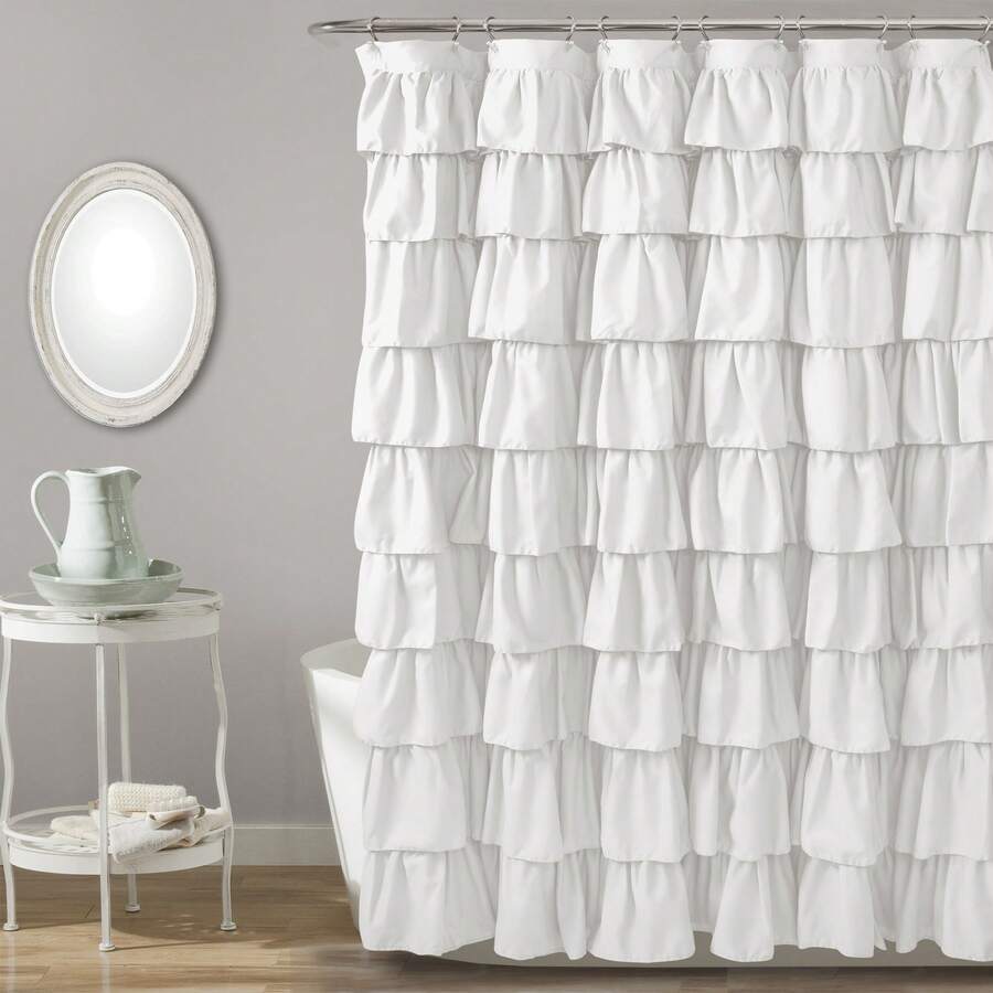 Lush Decor Ruffle Shower Curtain Blush 72X72 Halloween-Fall Decor-Room Decor - White - View 1