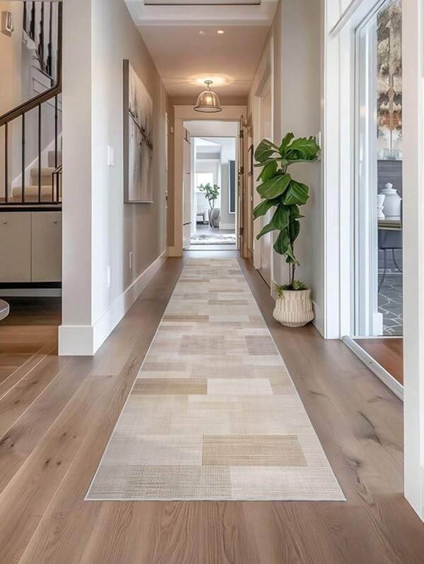 1 pièce Tapis beige, style minimaliste moderne, tapis de couloir, 900g/m² 0,5 cm d'épaisseur, antidérapant, lavable et lavable en machine, décoration d'intérieur, salon, cuisines, passage, chambre à coucher, salle à manger, bureau, toutes saisons