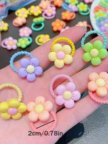 20 件/包女孩发饰弹性发带花朵蝴蝶结发圈，高弹力不伤发橡皮筋，可爱拇指发圈