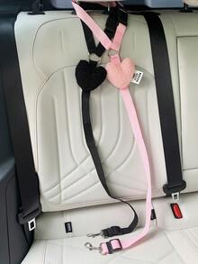 1pc Cute Pet Car Safety Belt Harness Leash, Creative Heart-Shaped Dog/Cat Vehicle Safety Tether Strap