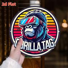 2D Flat, 2D Flat "Gorilla Tag Game Icon" Aluminum Wall Art - Round Metal Sign, Suitable For Home, Kitchen, Dining Room, Bedroom, Garden, Bathroom, Garage, Hotel, Office Decor - Easy To Hang, Perfect Room Decoration/Jungle Wisdom Challenge | Animal Theme Board Game Design | Wildlife Themed APP Button | Zoo Guide System | Adventure Game Achievement Badge, 2D Flat, Perfect For Room Decor Christmas Decorations Home Christmas Gifts Christmas Decor