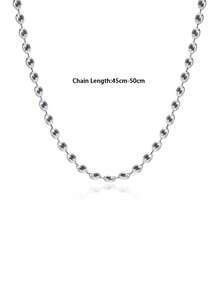 1 件简约时尚球链银项链锁骨链不锈钢首饰配件适合男士日常通勤