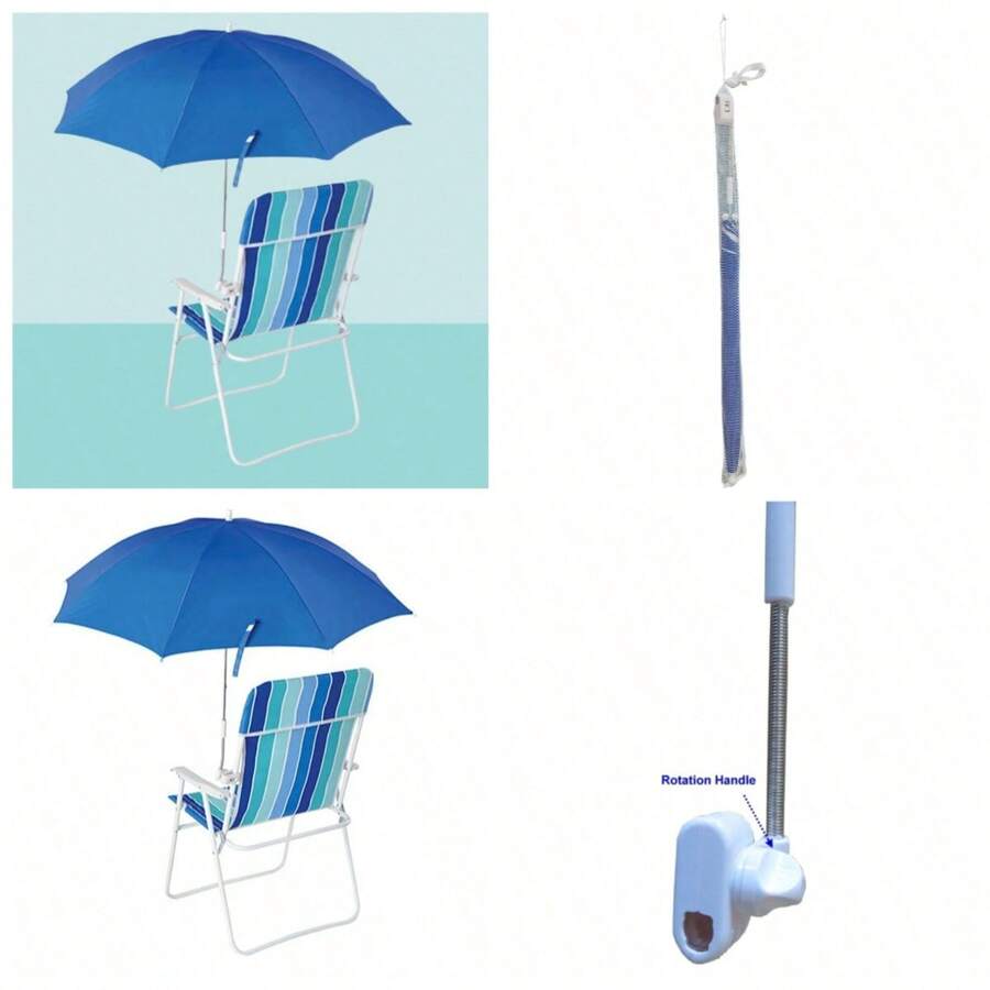 Great,Blue Clip-On Umbrella For Beach Chair UV Resistant - 1 - 查看 1