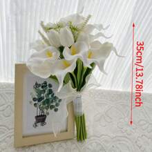 Bridal Bouquet - Real Calla Lily, Bride's Bouquet, Bridesmaid Bouquet, Bride's Bouquet, White Artificial Flowers, Spring Mother's Day Easter Gift, Home Kitchen Wedding Decor