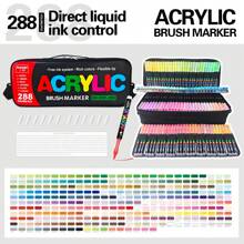 GuangNa 288/240/168/120/72/60/36/24/12 Color Direct Liquid Acrylic Marker Pens, Students Use Art Professional Drawing Drawing Color Soft-Head Marker Paper-Tight Stackable Diy Graffiti Coloring Book Coloring Pen Can Draw Glass Stone Waterproof Body Painting Brush Christmas Gift