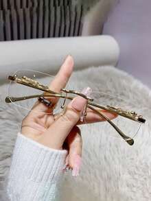 1 件女士金属无框方形小框个性豹纹复古优雅眼镜奢华 Y2K 欧美性感户外旅行装饰时尚 - 彩色 - 查看 3