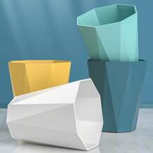 1 pieza Cubo de basura de gran capacidad de estilo nórdico de lujo, adecuado para oficina, cocina, dormitorio, baño, disponible en negro, blanco, amarillo y otros colores, práctico cubo de basura en forma de diamante para uso doméstico y de oficina