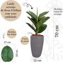 Artificial Ficus Lyrata With Wavy Cone Pot Home Garden - Grey - View 3