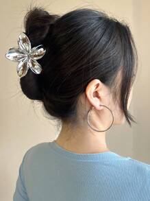 4 件/1 件 7.6 厘米/2.99 英寸 芙蓉花形发夹，适合女士，黑色/白色/金色/银色，轻质塑料浴室发饰，适合日常外出、休闲、派对、通勤、海滩度假、马尾辫、发髻、洗脸、化妆、服装搭配时尚爪夹女式发夹女士发夹优雅发夹花夹头发秋季配饰秋冬度假装女士 - 彩色 - 查看 6