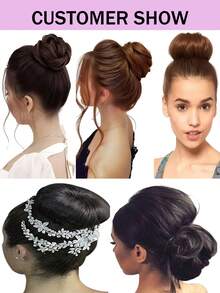Real Hair Bun Hair Pieces Human Hair Messy Bun Updo Scrunchies With Elastic Rubber Band Elegant Chignons Donot Ponytail Scrunchy Topknot Hairpiece For Women - Multicolor - View 8