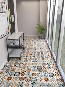 1 Roll Boho Geometric Pattern Self-Adhesive Removable Vinyl Floor Tile Sticker, 15.76 Inch Wide, Stickers, Wall Decal, Vinyl Decal For Home Decorations, Spring Decoration Items Refresh Your Home, Rama Decoration Stickers Floor Tiles Flooring Floor Tiles Self Adhesive Floor Tiles Peel Stick Living Room Decor Room Decor Kitchen - Multicolor - View 18