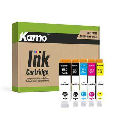 Kamo PGI-580 CLI-581 XXL Cartuchos de tinta Compatible con Canon 580 XXL 581 XXL Cartuchos, para Pixma TR8550 TR7550 TS6150 TS6151 TS8150 TS8151 TS8152 TS9150 TS9155 TS6250 TS6251 TS9550 TS9551C TS8250