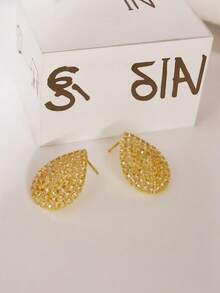 1 Pair New 2025 Gold Teardrop Earrings – Natural Elegance For Everyday Style" - Giọt nước vàng - Xem 2