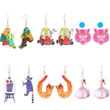 2PCS Creative Punctuation Cartoon Acrylic Flat Earrings, Whimsical Punctuation 2D Cartoon Earrings, Colorful Question Mark Exclamation Point Earrings For Men And Women Daily Wear, Holiday Party Wear, Holiday Party Gifts, Back To School Season Gifts,Halloween,Christmas,(Does Not Include Cardboard)