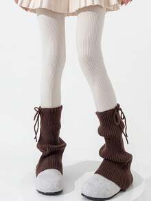 1 双女士秋冬加厚保暖腿套，带蝴蝶结，灰色针织腿套，舒适保暖 - 彩色 - 查看 16