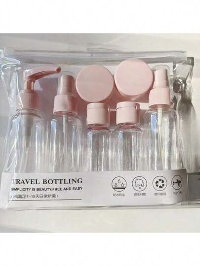 7 件套旅行瓶套装，用于洗漱用品，防漏可再填充容器，必备旅行配件，开学季