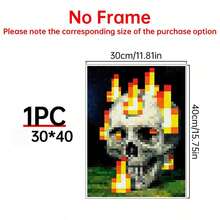 1 Stück/Set abstraktes Vitalitäts-Pixel-Schädel-Flammen-Leinwandposter, dekorativer Kunststil, Wandbilder für Innenräume, Poster und Drucksachen, Geschenkwandbilder, Schlafzimmer, Büro, Wohnzimmer, Café, Wanddekoration, Heim- und Studentenwohnungsdekoration, wahlweise mit Rahmen, Halloween-Dekoration, Herbstdekoration, Raumdekoration. - Verschiedenfarbig - Übersicht 15
