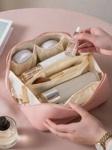 1 pieza Bolsa de maquillaje portátil de gran capacidad, bolsa de maquillaje con forma de almohada grande de PU de moda, adecuada para mujeres, diseño con cremallera, bolsa de maquillaje reutilizable, bolsa de cosméticos, bolsa de cuidado de la piel, bolsa de aseo, caja de regalo, artículos esenciales de viaje, artículos esenciales de crucero, útiles escolares, bolsa de cosméticos, artículos esenciales de vacaciones, bolsa de maquillaje y organizador de maquillaje, regalo para mujeres, regalo de Navidad, regalo de regreso a la escuela