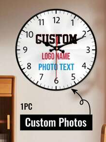 1 Piece 10/12 Inch Custom Photo Wall Clock - Silent Non-Tick Wooden Digital Clock, Personalized Gift For Valentine's Day, Wedding, Home Decoration, Office Or School (Batteries Not Included), Clock Wall Decoration, Living Room Home Decoration, Living Room Decoration, Wall Decoration, Home Decoration,