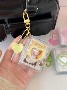 1 PC Transparent Shiny 2-Inch Card Album Boutique Keychain Pendant Photo Album Student Photo Id Photo Storage Album