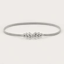 1pc Women Silver Leaf Decor Elastic Waist Chain Belt, Elegant Versatile Accessory To Match Dresses, Skirts, Jackets For Daily Casual Or Formal Occasions Summer, School Fall, Autumn, Halloween - Silver - View 11