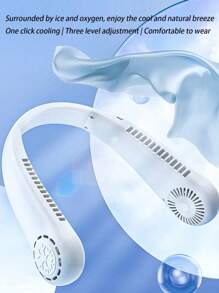 Neck Hanging USB Rechargeable Bladeless Fan, Portable Mini Personal Fan With Display