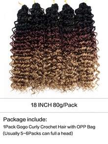 Extensiones de cabello trenzado de onda profunda de color negro natural, estilo bohemio GoGo Curl de crochet, cabello sintético suave de onda de agua para peinados protectores de mujeres