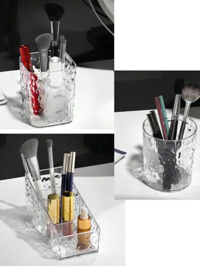 Organizador de tocador con textura esmerilada que almacena y exhibe cosméticos, maquillaje y lápices labiales, ideal para el tocador