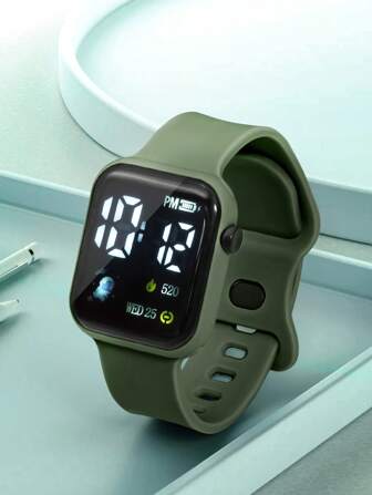 1pc Kids/Youth Student TPU Material Astronaut Casual Sports Square Digital Watch, Suitable For Daily Life