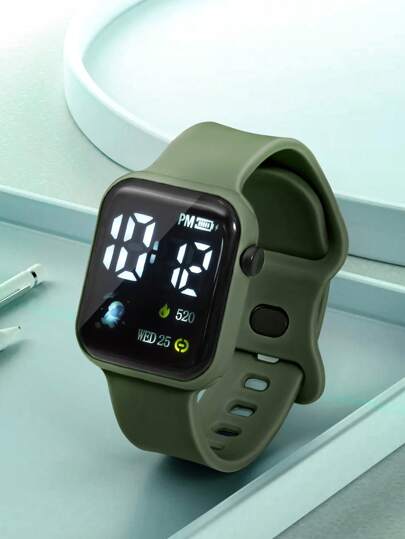 1个儿童/青少年学生TPU材质宇航员休闲运动方形数字手表，适合日常生活