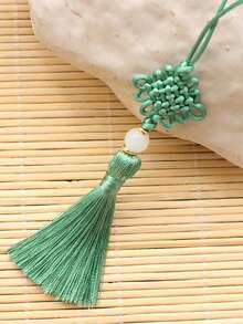 1 Pc Of Retro Chinese Style Tassel Pendant Bag Decoration Accessory Wearing Jade Bead Tassel Multifunctional USB Bookmark Car Pendant Suitable For Daily Use Fall