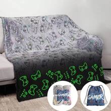 男孩游戏毯礼物，游戏控制器柔软盖毯，适合 3-14 岁儿童幼儿青少年生日，男孩游戏室装饰毯 50 英寸 X 60 英寸 - 灰色遊戲手柄 - 查看 3