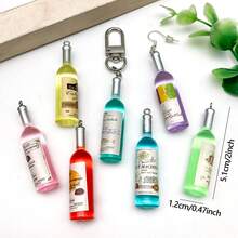 10 件树脂酒瓶吊饰啤酒杯饮料树脂仿制酒瓶逼真吊坠耳环项链钥匙扣吊饰适合初学者入门 DIY 珠宝制作配件 - 彩色 - 查看 4