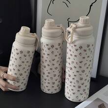 1pc18oz/22oz/40oz Rose Pattern Water Cup, Stainless Steel Insulated Coffee Cup, Double-Layer Protective Vacuum Insulated Water Bottle With Carrying Lid, Convenient Drinking, Suitable For Home, Office, Outdoor, Sports, Cycling And Other Scenes, Perfect Christmas Gift For Mother, Grandma, Sister, Girlfriend, Holiday Necessity, Reusable. - Multicolor - View 11