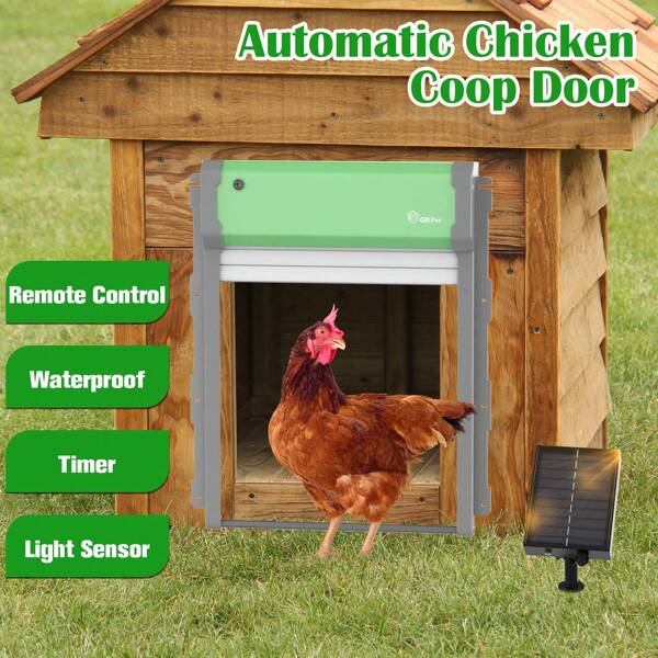 Advwin Advwin Automatic Chicken Door Opener - Solar Powered With Timer & Light Sensor, Aluminum Anti-Pinch Weatherproof With Remote Control