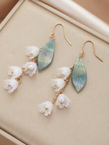 1 对精致叶子喇叭花吊坠耳环珠宝 Y2k 手工吊坠耳环礼物送给女士 - 耳環 - 查看 9
