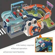 Kids Race Tracks For Boys Car Adventure Toys, Car Tracks Playsets Musical Steering Wheel Race Track Toys Games For Toddlers, Educational Toy Vehicle Playset For Kids