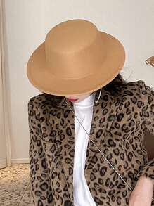 1 件女士秋冬平顶羊毛毡帽，大帽檐，多功能，轻便，方便户外散步、购物、度假和日常佩戴高顶礼帽 - MM1561 - 查看 7