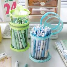 透明铅笔盒笔袋柔和的颜色灵活的笔筒易于取用的口袋储物袋适用于文具学校，学校用品，返校 - 均碼 - 查看 7