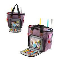 1 pieza Bolsa de almacenamiento multifuncional de gran capacidad para agujas de ganchillo, herramientas de costura, organizador de diseño multicapa, adecuado para aficionados y principiantes de costura y punto - Multicolor - Ver 7