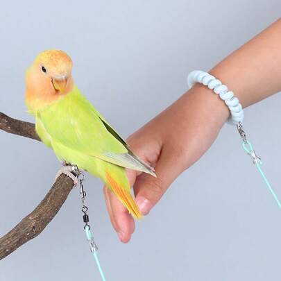 1pc Elastic Bird Leash, Parrot Flying Rope, Release Rope, Extension Leash With Wrist Strap, Lightweight & Non-Harmful, Pet Parrot Flying Combo Set (Excluding Leg Ring)
