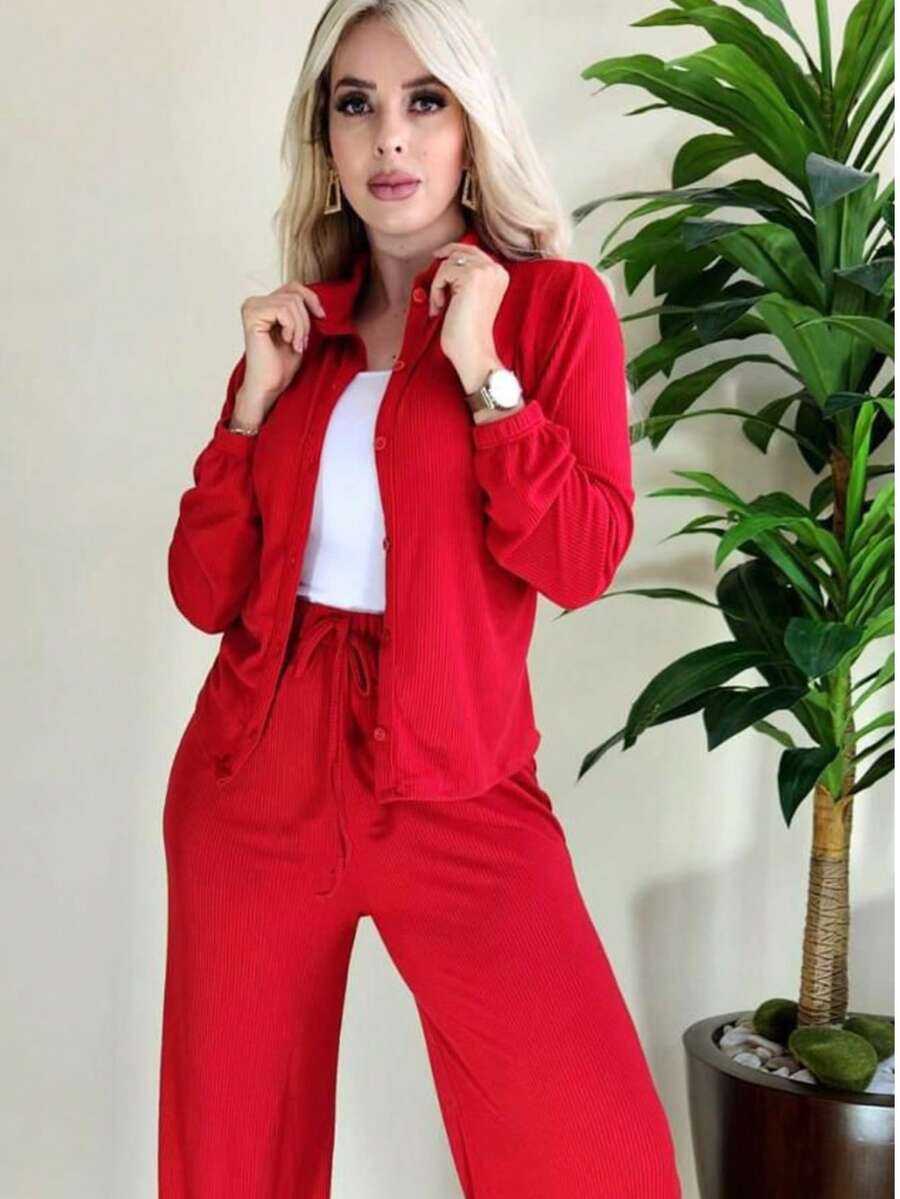 Women Two-Piece Outfits - Red - View 1