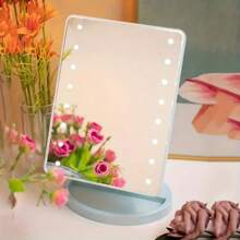 1pc 16LED Makeup Mirror With Light, Desktop Mirror Surface Rotatable Makeup Mirror Light 3-Speed