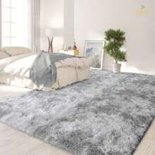 Alfombras, alfombras de felpa, alfombras coloridas, alfombras para sala de estar y dormitorio, alfombras decorativas, alfombras de seda y lana teñidas anudadas, tapetes para mesa de centro de sofá de sala de estar, alfombras para la mesita de noche del dormitorio del hogar, alfombras de gran tamaño, tapetes de felpa de 150 * 200 cm, resistentes a la suciedad y fáciles de cuidar, tapetes antideslizantes, alfombras de moda, adecuadas para grandes áreas de uso doméstico (rosa, gris, marrón) - Gris - Ver 4