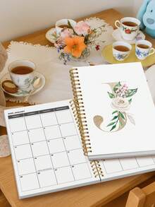 Trees Lịch tháng họa tiết hoa cây 2025–2027, Sổ tay 24 tháng có chữ "J" màu vàng, Bìa hoa hồng màu nước, Trang lịch tháng, Ghi chú & Ngày lễ – Quà tặng cá nhân hóa cho phụ nữ, Cô dâu & Học sinh, Trở lại trường - Nhiều màu - Xem 5