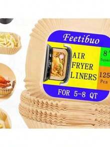 Parchmt Paper For Air Fryer 7.9inch Square Air Fryer Liners Disposable 50PCS Stick Parchmt Paper Sheets For 58QT Airfryer Liners Baking Roasting Microwave YFHL6