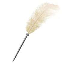 1pc Retro Feather Pen, Soft & Fluffy Wedding Signature Feather Pen, Western Style Wedding Guest Book Signing Pen, Suitable For Office, Wedding, Bride Party Supplies