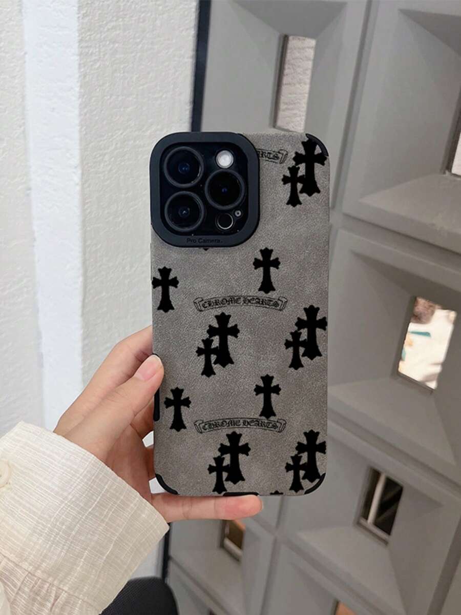 1pc PU Leather Letter Painted Phone Case Compatible With Samsung/Apple XS/XS Max/XR/11/12/13/14/14 Plus/15/15 Plus/16 Pro/16 Pro Max, Samsung S25 Ultra/S24 Ultra/S23 Ultra - Multicolor - View 1