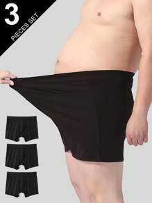 Norcotton 3 件/包加大码男士内裤套装，柔软莫代尔三角裤，高腰短裤，适合高大男士，1XL-6XL，240-350 磅