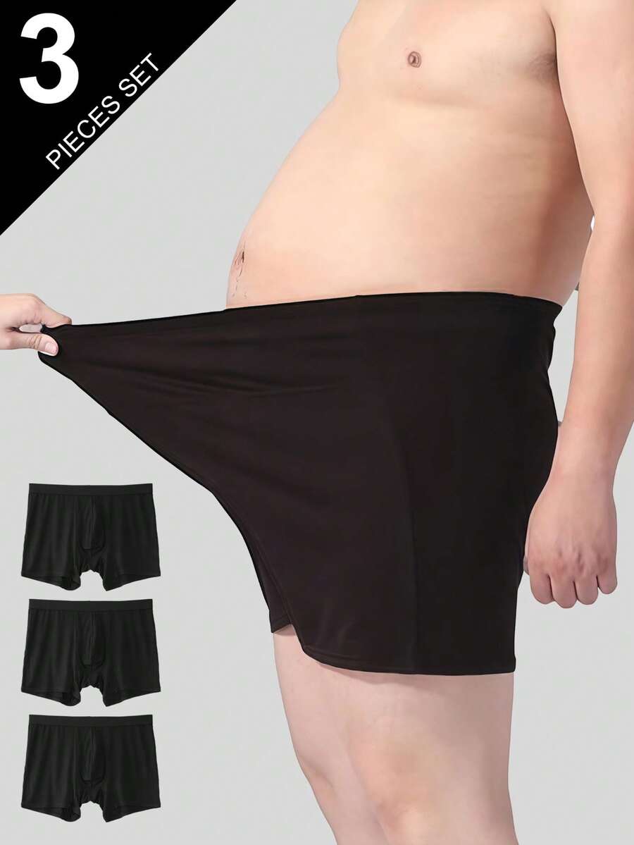 Norcotton 3 件/包加大码男士内裤套装，柔软莫代尔三角裤，高腰短裤，适合高大男士，1XL-6XL，240-350 磅